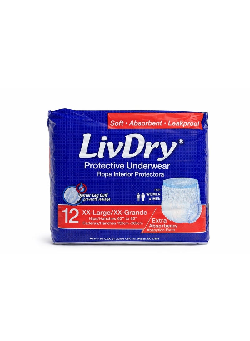  ليفدري حفاضات لايف دراي الأمريكية لكبار السن - مقاس كبير جدا جدا - XXL SIZE - امتصاص خارق ومؤشر للبلل - 12 حفاضه - Image 1